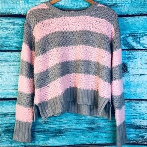 Aeropostale Striped Crop Knit Pullover Sweater